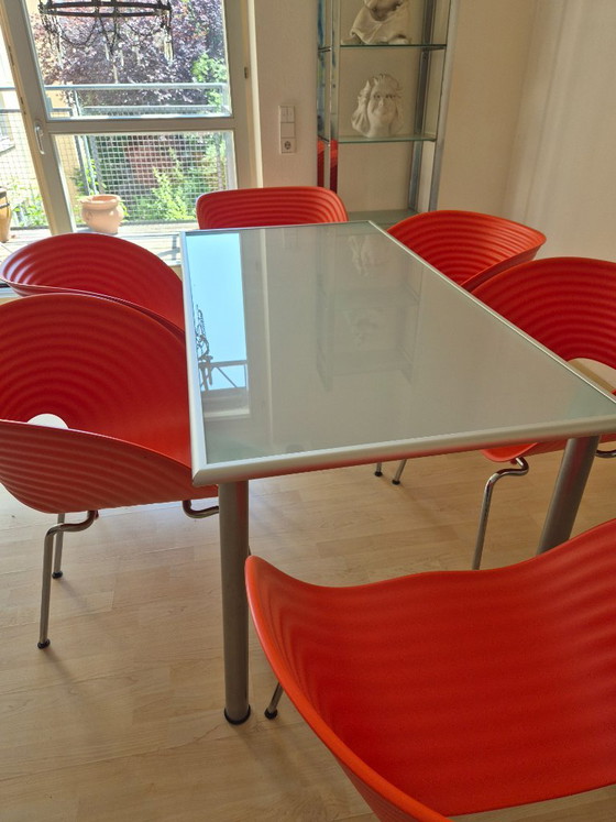 4× Vitra Tom Vac Chair red – Ron Arad – Dining chairs, Plastic, Chrome (photo 6 of 6)