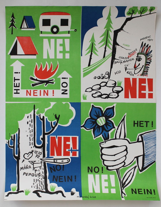 Image 1 of Touristisches Informationsplakat aus den 1970er Jahren NO! HET! NEIN!