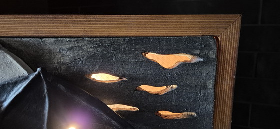 Image 1 of Luce d'atmosfera in ceramica fatta a mano con pipistrelli