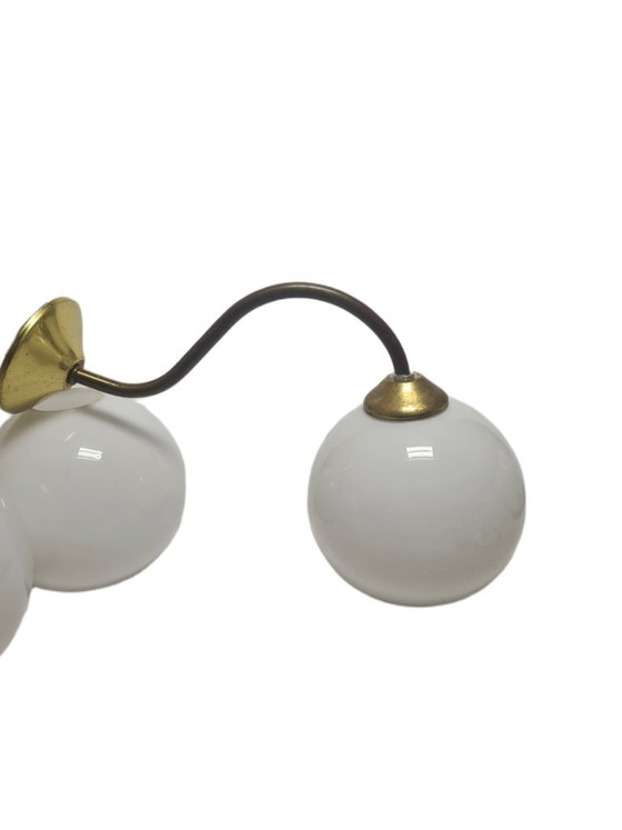 Art Deco wandlamp, Polen, jaren 1950 – Wandlampen, Glass, Brass (photo 5 of 9)