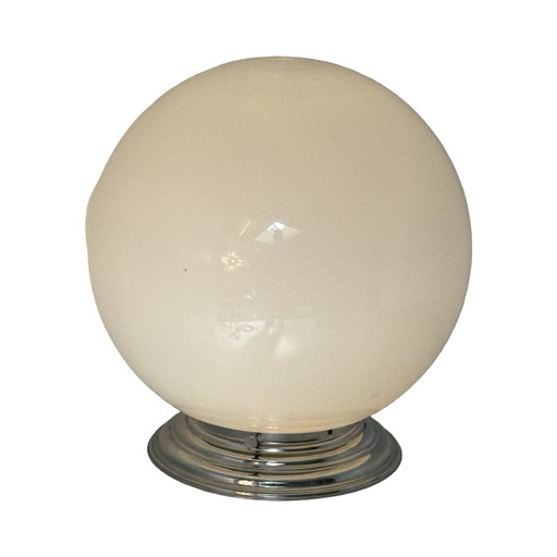 Art déco - Attr. To Gispen - Lampada da soffitto con vetro opalino e supporto in metallo - XXL