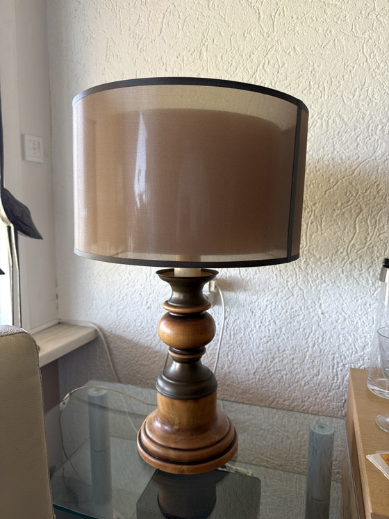 Antique table lamp 150 years old – vintage, Metal, Textile (photo 4 of 5)