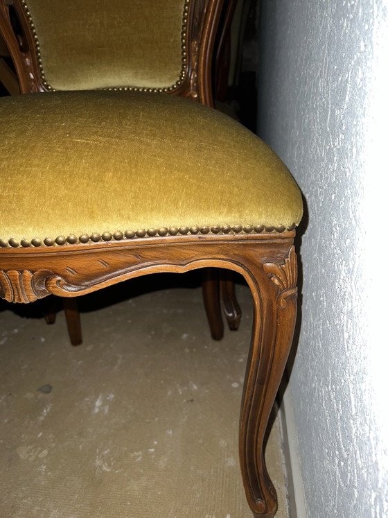 6 Baroque Dining chairs, Metal, Velvet, Brown (photo 4 of 5)