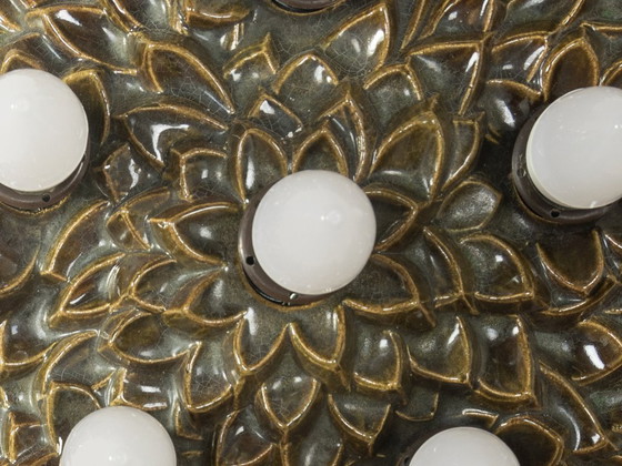 Lampada da parete in ceramica degli anni '70 con decorazioni floreali. – Applique (photo 6 of 7)