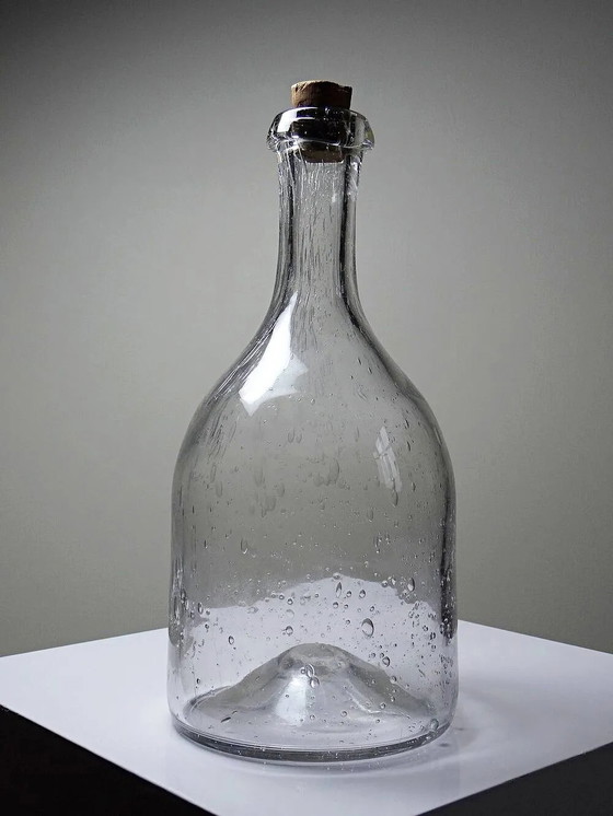 Grande bottiglia antica in vetro soffiato con bolle, inizio XX secolo. – Bicchieri e caraffe, Cristallo (photo 16 of 16)