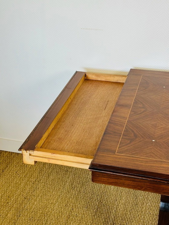 Image 1 of Art-Deco-Esstisch aus Nussbaum mit Rautenintarsien, 1940