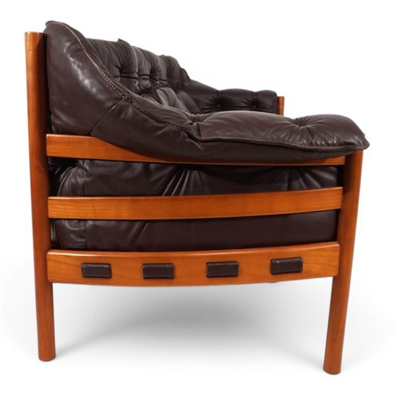Woonkamerset Coja van Sven Ellekaer – 3-zitsbank en 2 fauteuils in bruin leer, 1960 – Wood, Leather (photo 12 of 20)