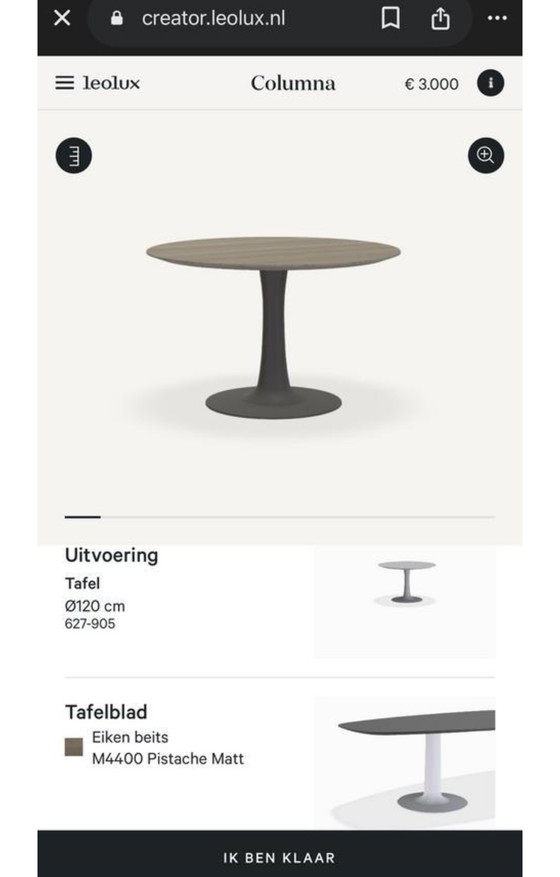 Image 1 of Leolux Columna Dining Table Oak Pistache Matt New