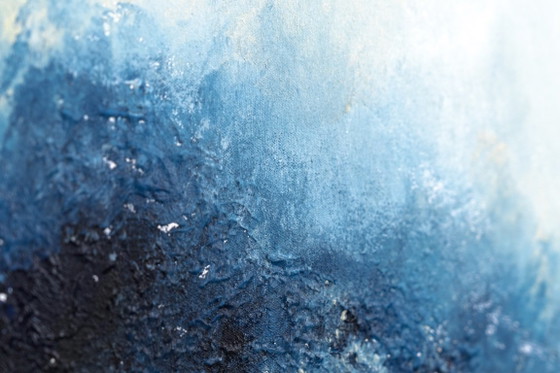 Original Framed Blue Abstract Landscape Painting, Acrylic on Canvas - I Was Looking for This (photo 10 of 19)