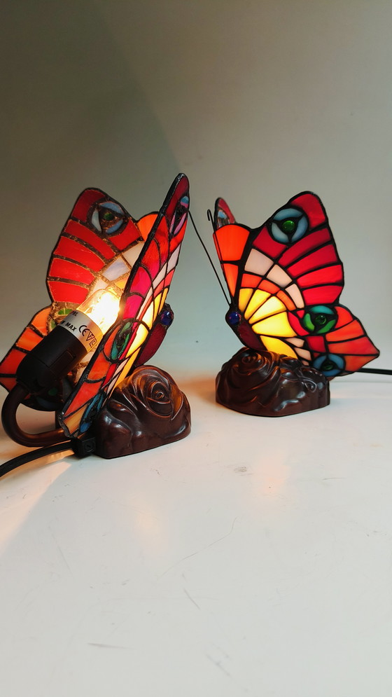 Image 1 of Mabrilux stained glass tiffany style butterfly lamp belgium