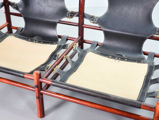 Image 1 of Beautiful Arne Norell 3-Seat ‘Ilona’ Rosewood Sofa for Arne Norell AB Aneby Möbler with Autumn Leaves Fabric Upholstery. Sweden.