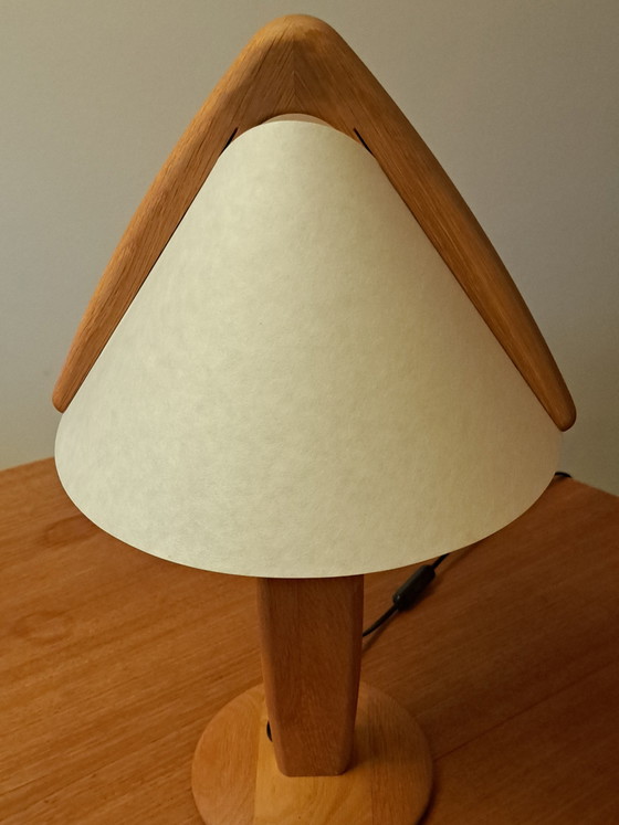 Image 1 of DOMUS Table Lamp Type 7701 – Solid Wood – Lunopal Shade – Design Classic