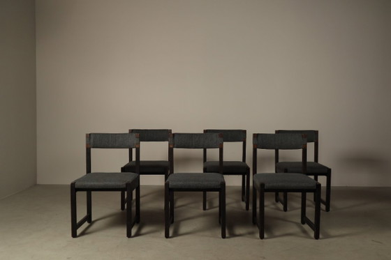 Set von sechs Esszimmerstühlen, entworfen von Jean Batenburg für MI, Belgien, circa 1969 – Textile (photo 9 of 15)