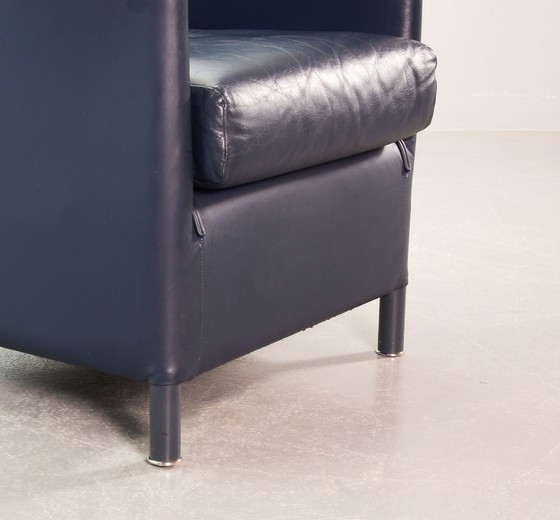 Image 1 of Wittmann Petrol Blue Soft Leather Club Chair Designed, Model Aura by Paolo Piva. Autriche, années 1980.