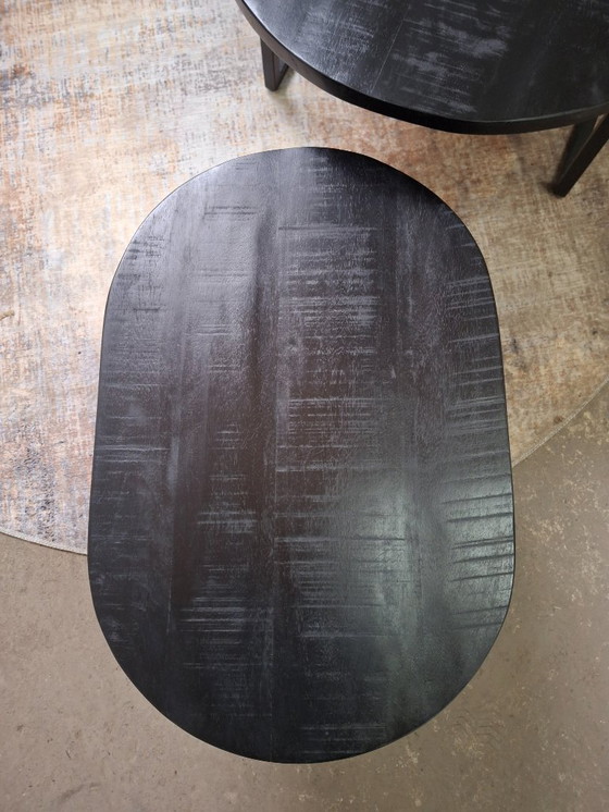 Image 1 of Sturdy oval coffee table set made of mango wood and metal, new