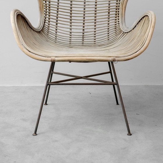 Fauteuil Lounge Vintage en Rotin et Métal, Design Moderne des Années 60 – Metal, Rattan (photo 11 of 12)