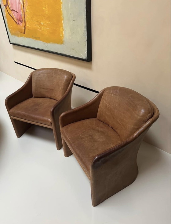 Image 1 of Coppia di sedie classiche in pelle Minotti