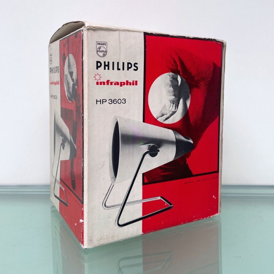 Image 1 of Vintage Jaren 60 Philips Infraphil HP 3603 Infraroodlamp met Doos en Handleiding