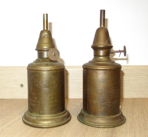 lot de 2 lampes anciennes Pigeon & Olympe en laiton