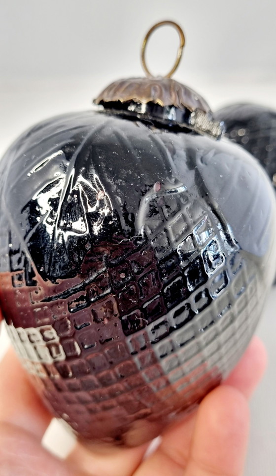 Set vintage di 2 ornamenti natalizi in vetro nero – Oggetti decorativi, Glass (photo 4 of 12)