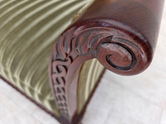 Image 1 of Fauteuil danois des années 1950, revêtement en velours, bois de teck.