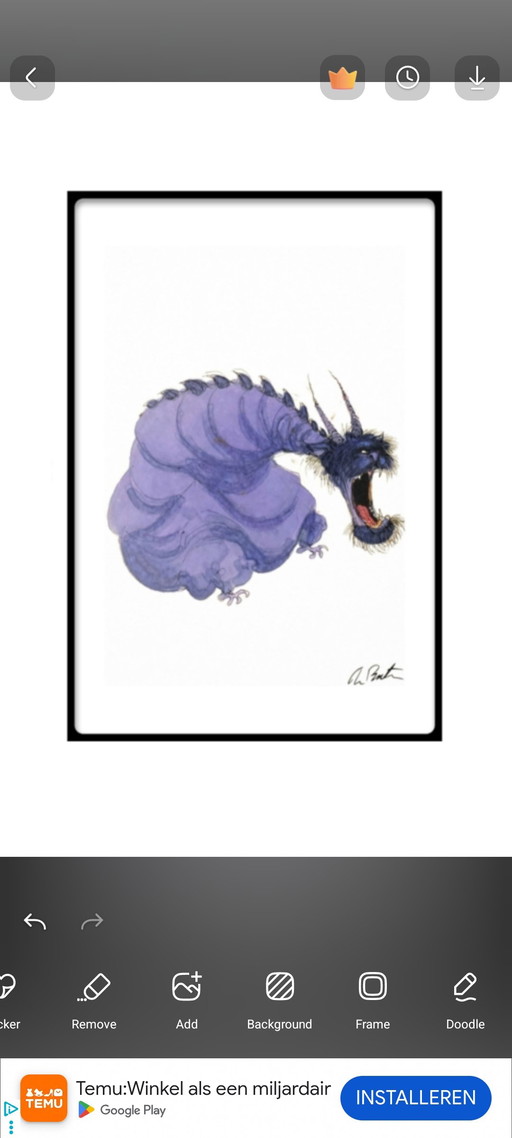 TIM BURTON - Untitled - (The Cyclops of Lavender Smoke) - Officiële gesigneerde gelimiteerde print -20X30cm