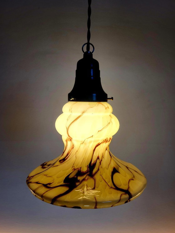 Image 1 of Opalglaslampe im Art-déco-Stil, seltenes Modell, Verreries de Scailmont, Henri Heemskerk, Belgien