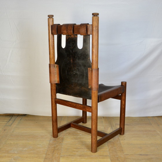Image 1 of 8x Vintage Leather Dining Chairs 1970s