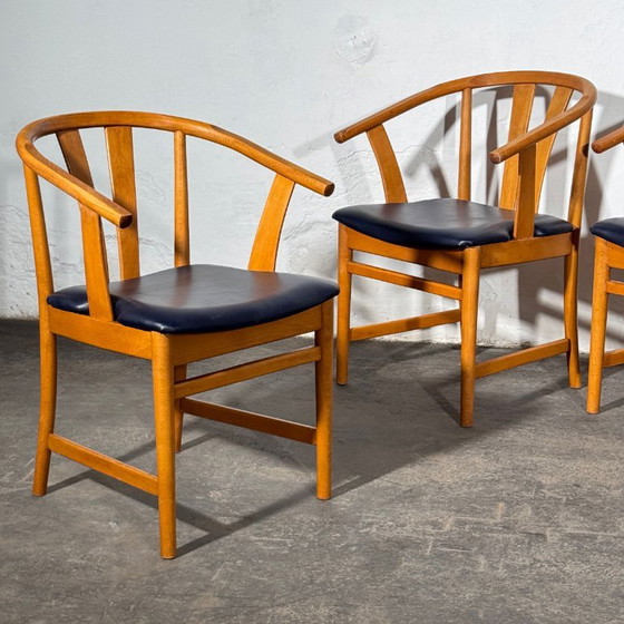 Set van 4 Carl-Ewert Ekström stoelen, blauwe lederen bekleding, jaren 70 – Fauteuils, Leather (photo 8 of 9)