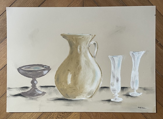 Image 1 of Natura morta firmata a pastello naturale "La brocca"