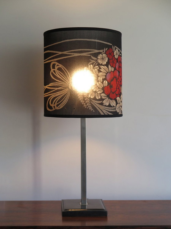 Lampada da tavolo di Delvaux, anni '60 – Lampade da tavolo, Cromo, Seta (photo 3 of 10)