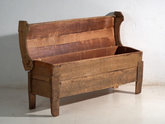 Panca contenitore primitiva antica in legno – Transilvania, circa 1850 – Panche, Rustic (photo 26 of 40)