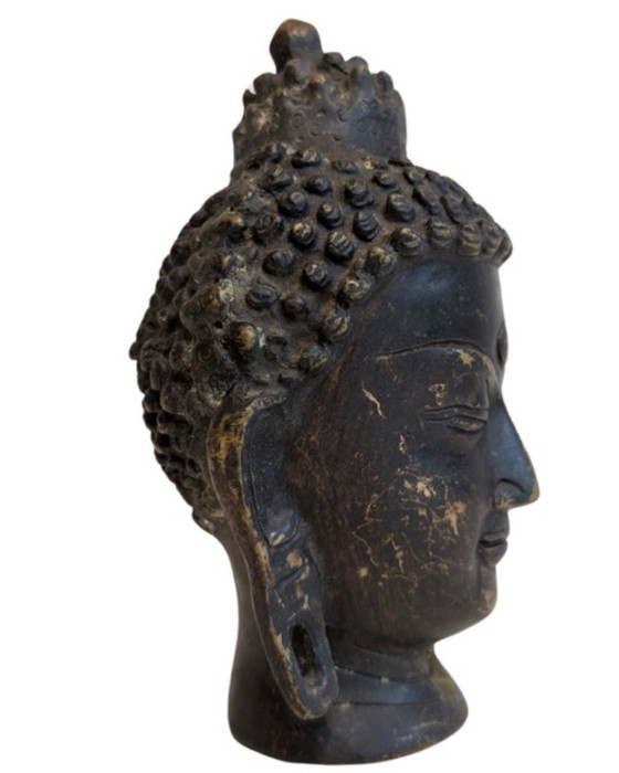 Testa di Buddha antica in bronzo dorato – Himalaya, 096 – Sculture, Bronze (photo 3 of 9)