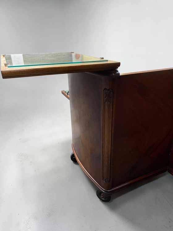 Seltener Luxus Mid-Century Cocktail Servierwagen 1950er – Exklusiver Dry Bar Schrank mit Vogelaugenahorn & (photo 16 of 19)