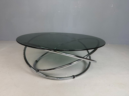 Mac Couchtisch aus Chrom und Rauchglas von Miniforms, Italien, 1970er