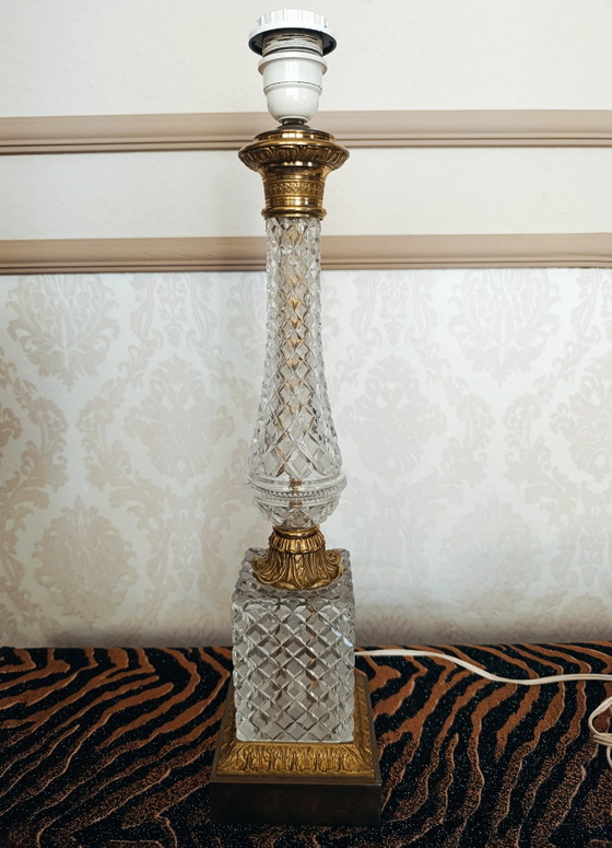 Vintage Crystal & Brass Table Lamp 75 Cm (photo 4 of 15)