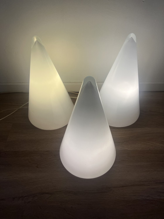 3 lampade vintage in vetro a forma di tipi per SCE Francia anni Settanta – Lampade da tavolo, Glass, Metal (photo 4 of 7)