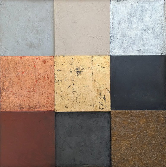 Image 1 of Concrete & Gold Composition 120 x 120 cm