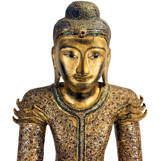 Buda Real de Mandalay – Mosaico Monumental de Thayo y Vidrio – Myanmar ca. 1900 – Esculturas (photo 2 of 11)