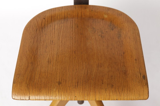 Image 1 of Industrial Swivel Chair by Ama Elastik – 1950s Vintage Bauhaus Design, Wood & Metal