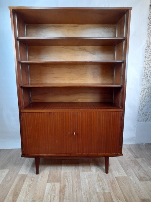 Scandinavian vintage bookcase in brown wood, 60's