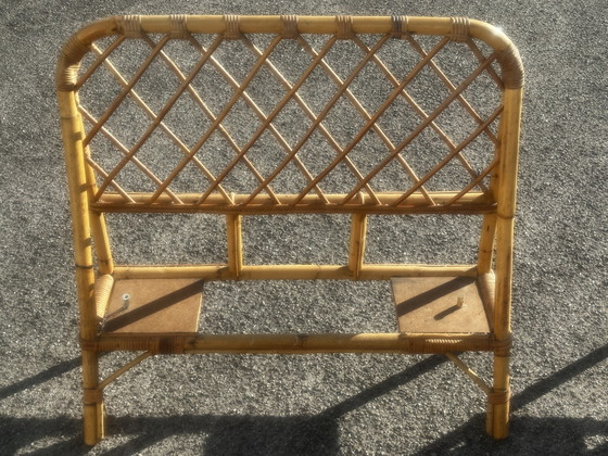 Twee vintage eenpersoonsbedden van rotan, jaren 70. – Fabrication artisanale années 70, Rattan (photo 10 of 15)