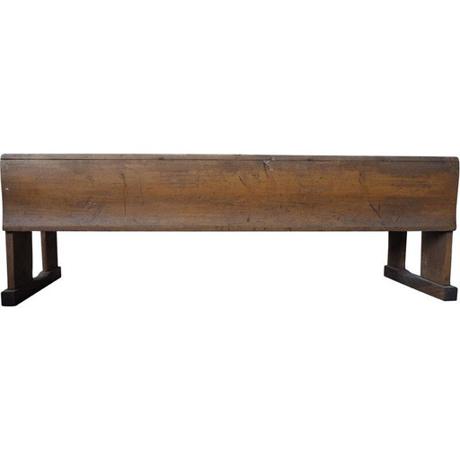 Vintage wooden school bench with original paint, Czechoslovakia 1930