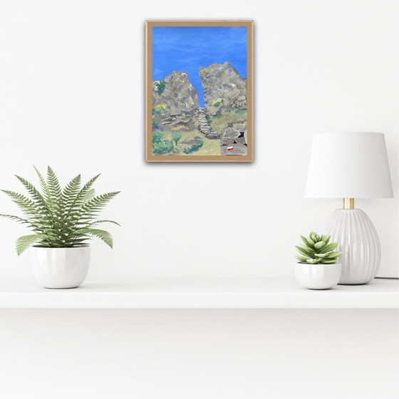 Image 1 of Gouache op natuurlijk papier.  Bocca d'Usciolu - Corsica Formaat 40x30cm