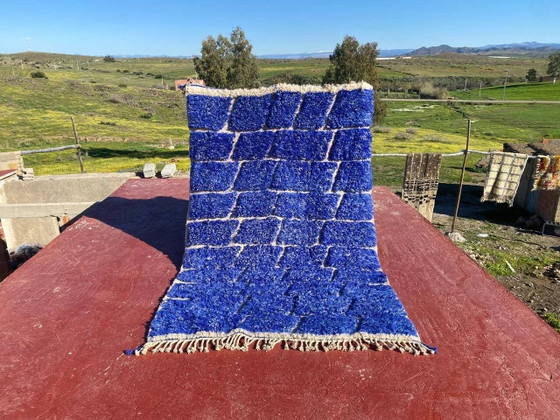 Beni Ouarain Berber rug in Majorelle blue, 250x150 cm, natural wool, Rugs & carpets, Cotton, Scandinavian (photo 2 of 8)