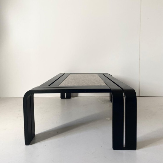 1x Italian Modern Sculptural Coffee Table with Granite Top & Bentwood Frame, 1980, Side tables, Marble, Grey (photo 7 of 11)