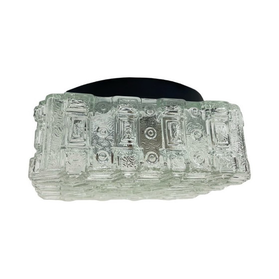 Lámpara de techo cuadrada Hillebrand de los años 70, fabricada en vidrio prensado grueso. – Plafones, Glass (photo 7 of 13)