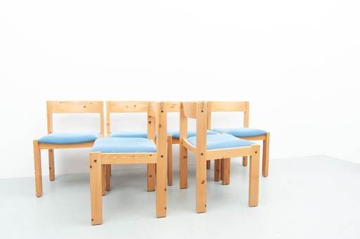 6x dänische Esszimmerstühle aus Kiefer 