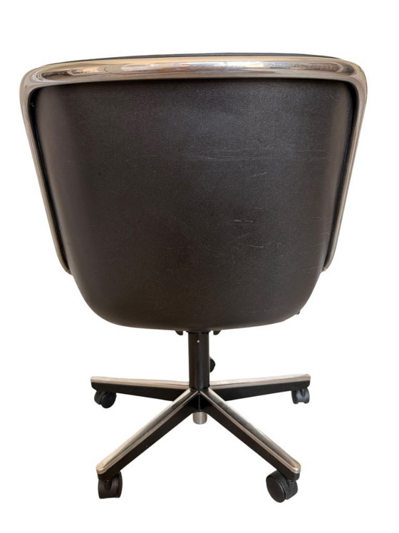 Image 1 of Authentic Charles Pollock Executive Desk Chair for Knoll - Black Leather