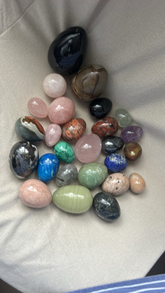 Image 1 of Set of 25 stone eggs in different colors